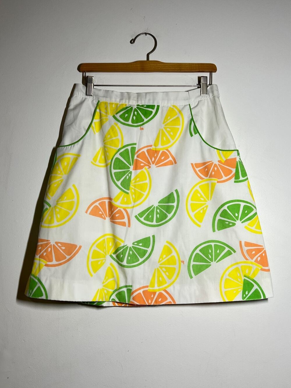 VTG The Vested Gentress Citrus Print Cotton Blend A-Line Knee Length Skort 16